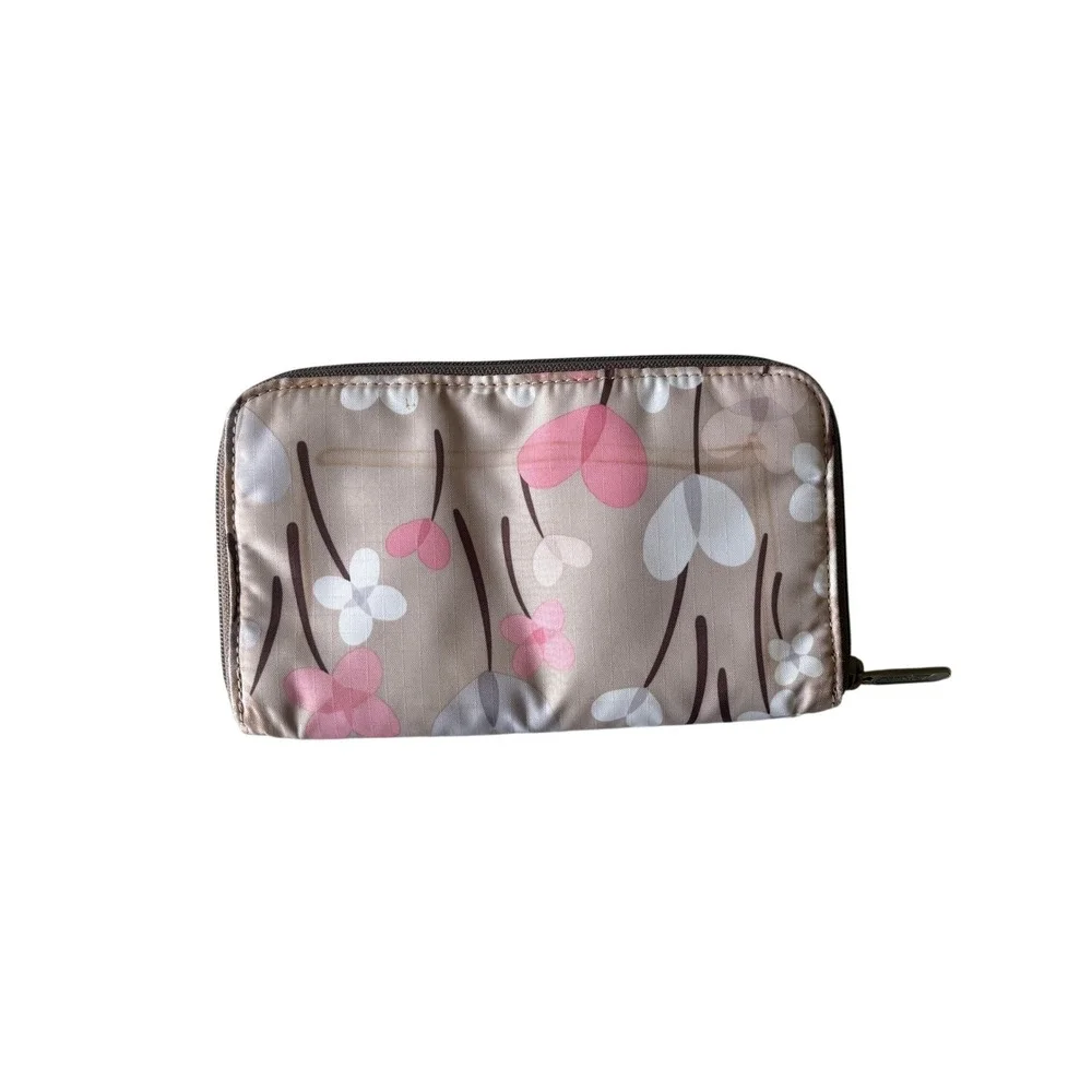 LeSportsac Tote Wallet Set Pink Floral Hearts Reversible Nylon Y2K Kawaii
